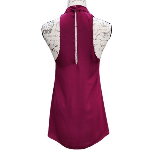LULUS GROOVE THING SWING DRESS MOCK NECK IN MAGENTA Small - Picture 12 of 12